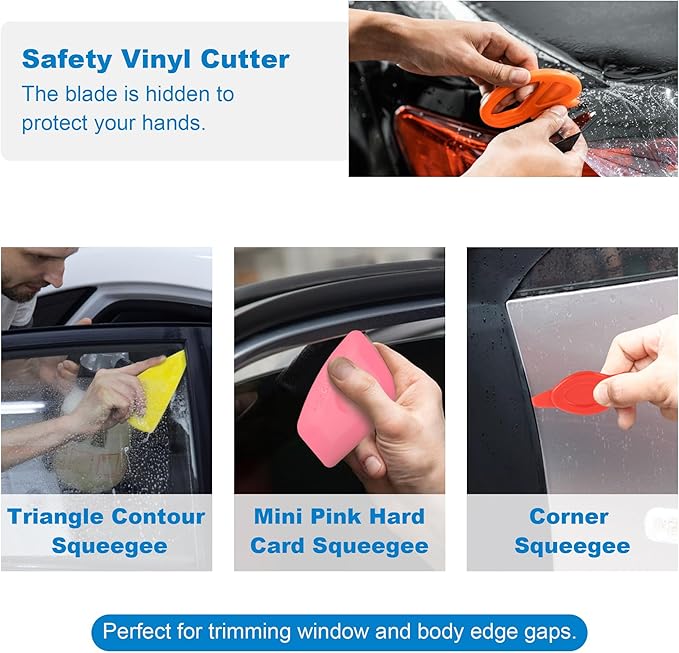 AOWEITOUR 19 PCS Car Window Film Tint Tool Kit,Custom Toolset Automotive Tint Tool Kit,Vinyl Wrap Tools for Car Tinting,Includes Squeegees,Felt Squeegees,and Required Installation Accessories