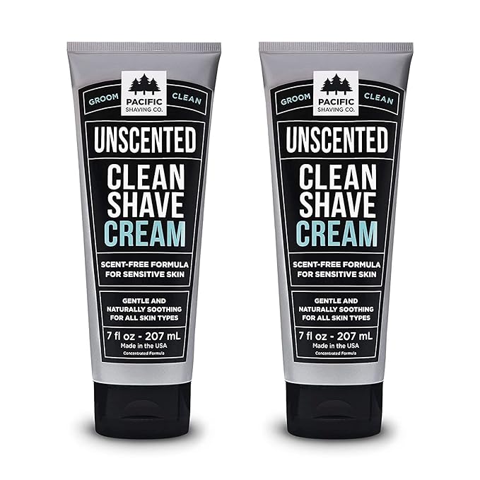 Pacific Shaving Company Clean Men's Sensitive Shaving Cream, 7 Oz (2 Pack)