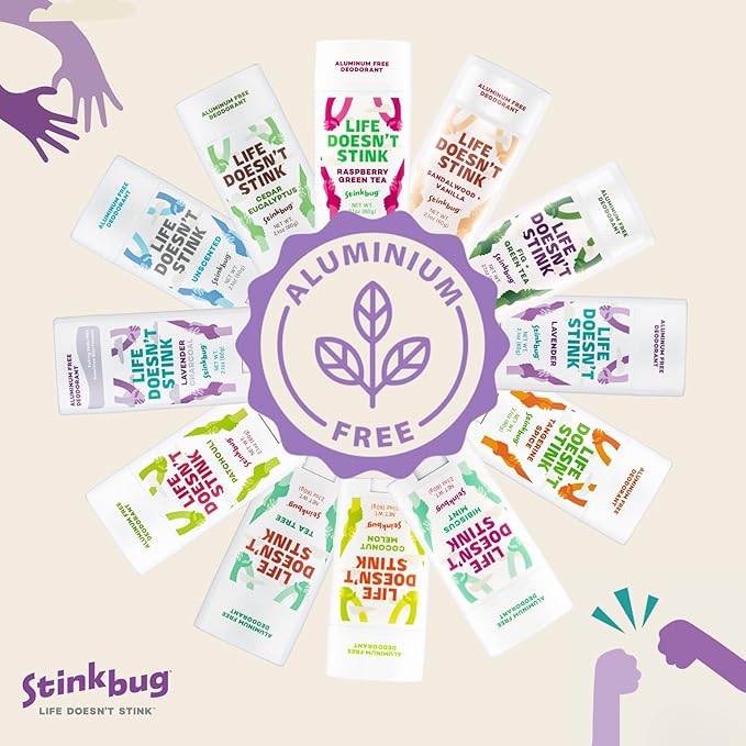 Stinkbug Naturals Aluminum Free Organic Travel Size Deodorant Stick with Unscented, Coconut Oil, Paraben Free, Sensitive Skin Deodorant, 0.75 Ounce Pack of 3