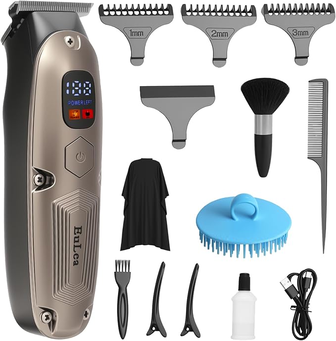 EuLea Multifunctional Hair Clipper with LED Screen, Cordless Rechargeable Beard Trimmer, Body Groomer with 10 Accessories for Men Women Home Travel Use