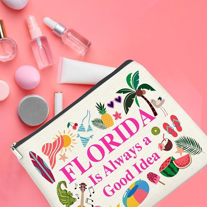 UPNEGE Florida Travel Cosmetic Bag, Multicolor, Waterproof Polyester, Zipper Closure, Adult Women's Travel Cosmetic Case