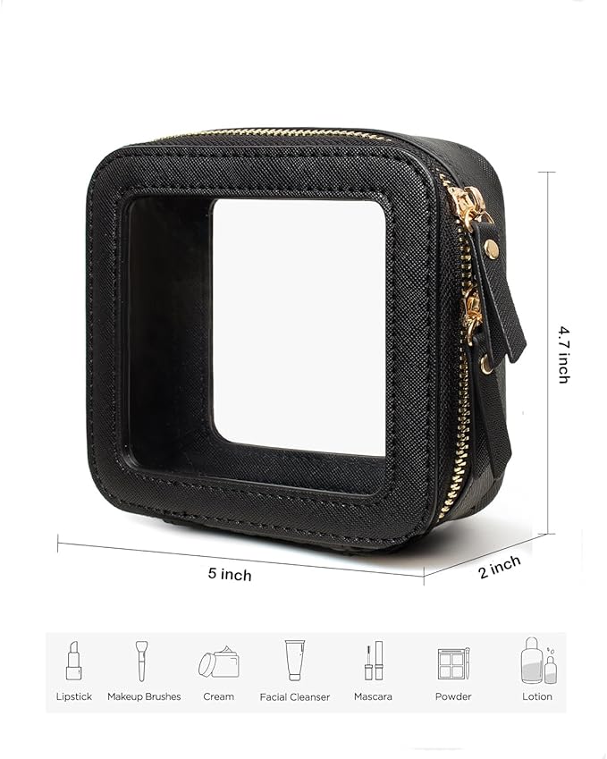 FFpaw Clear Makeup Bag, Small Makeup Bag TSA Approved Toiletry Bag Cosmetic Travel Bag Cute Makeup Bag Organizer Makeup Case Pouch Car Essentials for Women Men