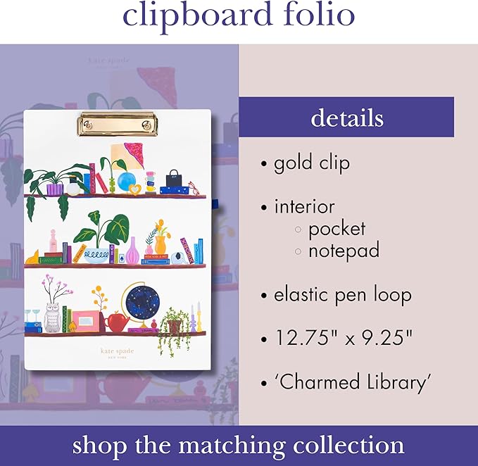 kate spade new york Clipboard Folio, Charmed Library