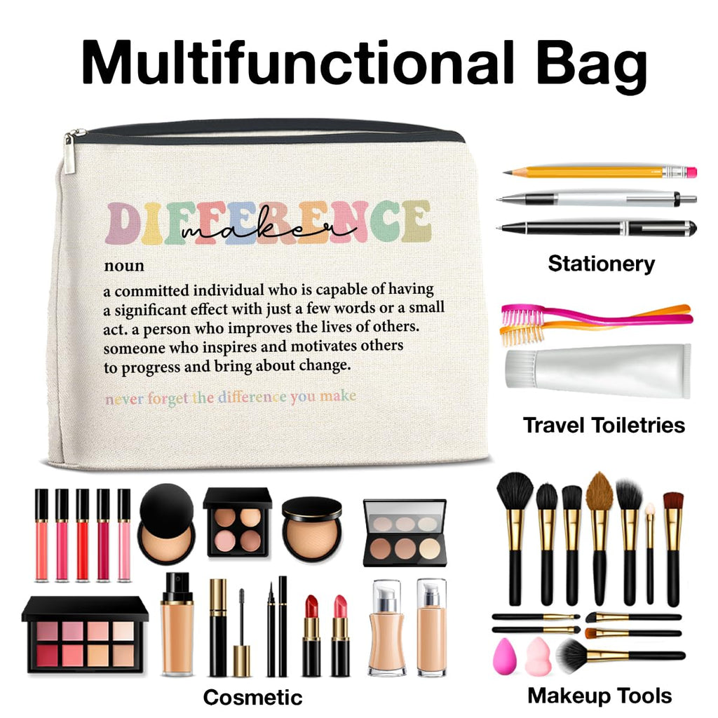UPNEGE Difference Maker Makeup Bag Thank You Gifts for Mentor Leader Coach Boss Manager Leaving Retirement New Job Going Away, Difference Maker Gifts Cosmetic Bag Zipper Makeup Pouch