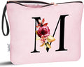 Vavabox A-Z Personalized Makeup Bag, Birthday Gifts for Women Mom, Gifts for Best Friend, Bride Bridesmaid Cosmetic bag (M, 06-Pink)