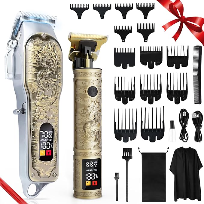 Professional Hair Clippers and Trimmers Set for Men, Cordless Rechargeable Electric Hair Clippers for Hair Cutting, Haircut Clipper for Barber, Men's Gifts for Husband, Barbers, Father