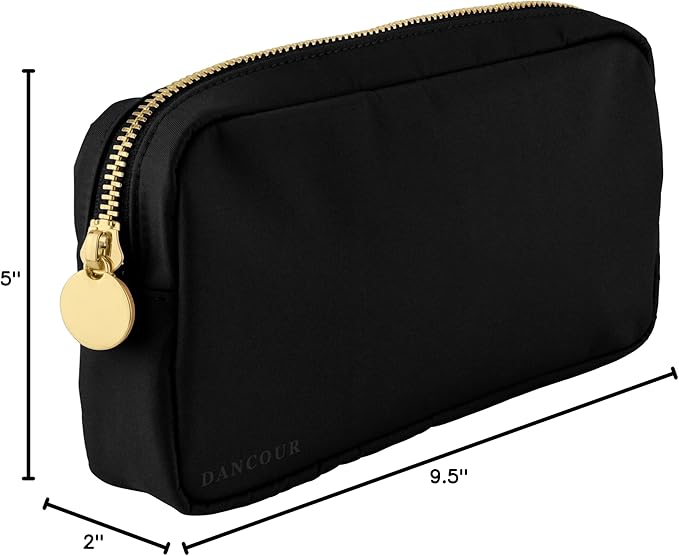 DANCOUR Small Makeup Bag For Purse - Makeup Bag Small Cosmetic Bag For Purse - Mini Pouch Travel Makeup Bag Zipper Pouches Makeup Pouch Mini Organizer For Women and Girls (Black)