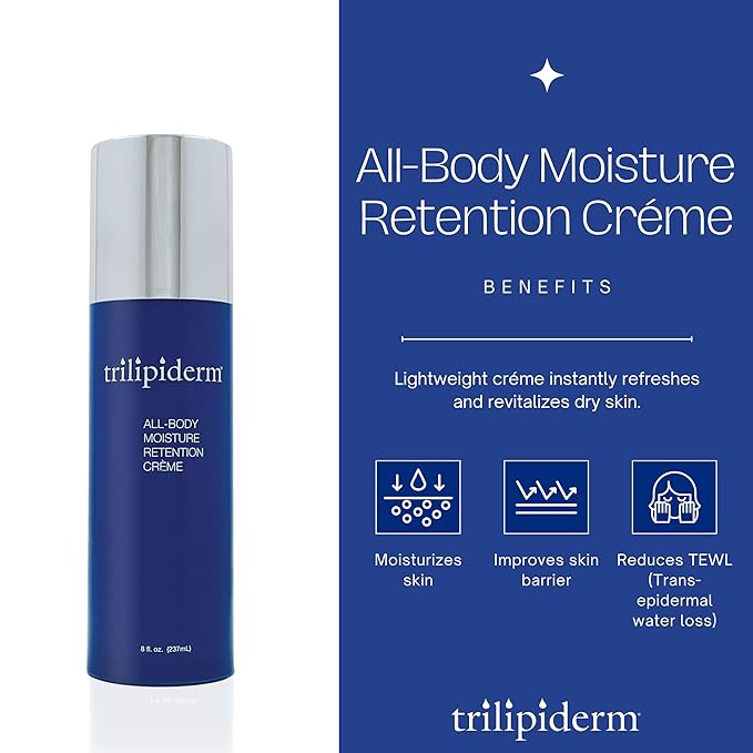 Trilipiderm All-Body Moisture Retention Creme, Dry Skin Moisturizer, 8 oz