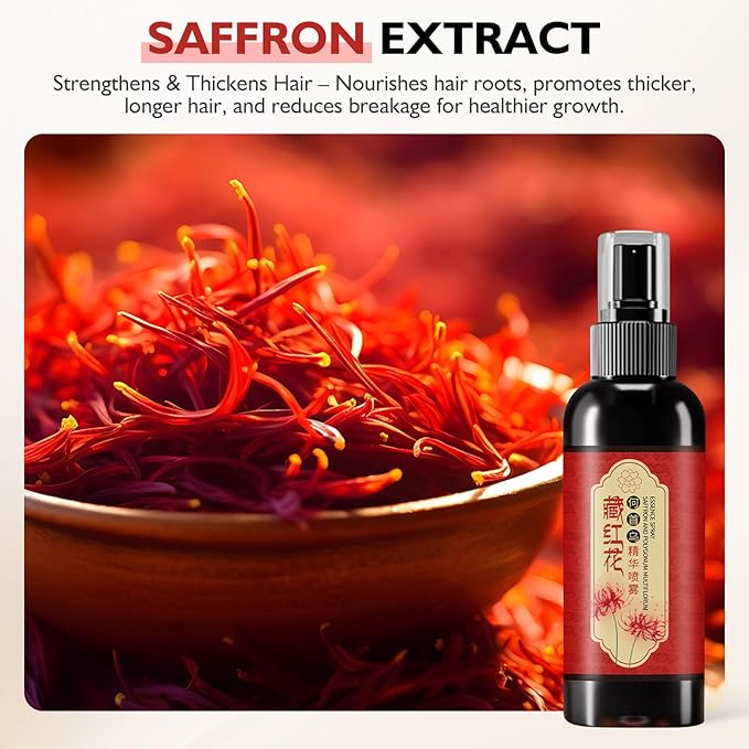 Hgkvnul Saffron Hair Spray, Saffron Essence Spray for Hair Care, Nourishing Hair Care, Anti-Loss Root Strengthening, Improve Dryness and Frizz, Leaving Hairs Shiny Non-Frizzy (2 PCS)