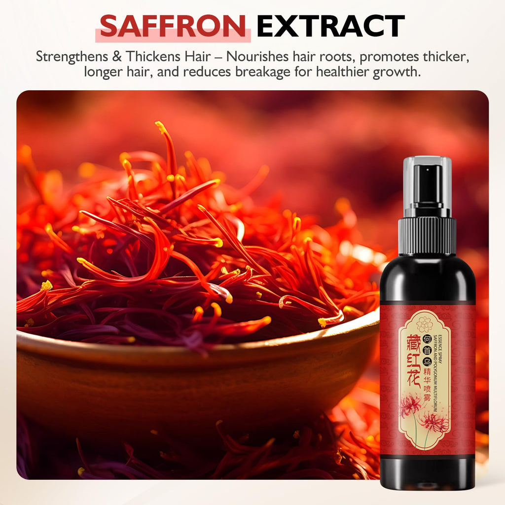 Hgkvnul Saffron Hair Spray, Saffron Essence Spray for Hair Care, Nourishing Hair Care, Anti-Loss Root Strengthening, Improve Dryness and Frizz, Leaving Hairs Shiny Non-Frizzy (2 PCS)