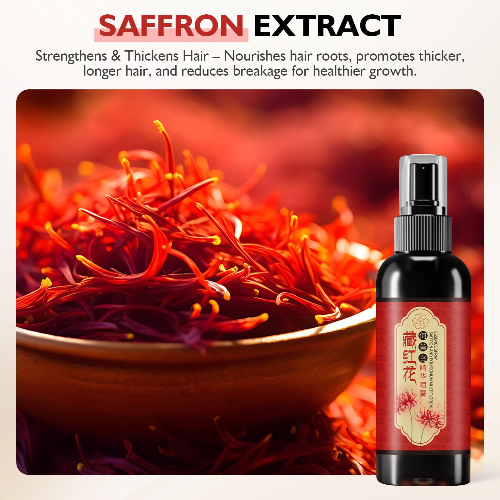 Hgkvnul Saffron Hair Spray, Saffron Essence Spray for Hair Care, Nourishing Hair Care, Anti-Loss Root Strengthening, Improve Dryness and Frizz, Leaving Hairs Shiny Non-Frizzy (2 PCS)