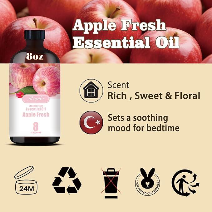 MLYNKL Apple Essential Oil,Apple Oil for Car Diffuser,8 fl oz