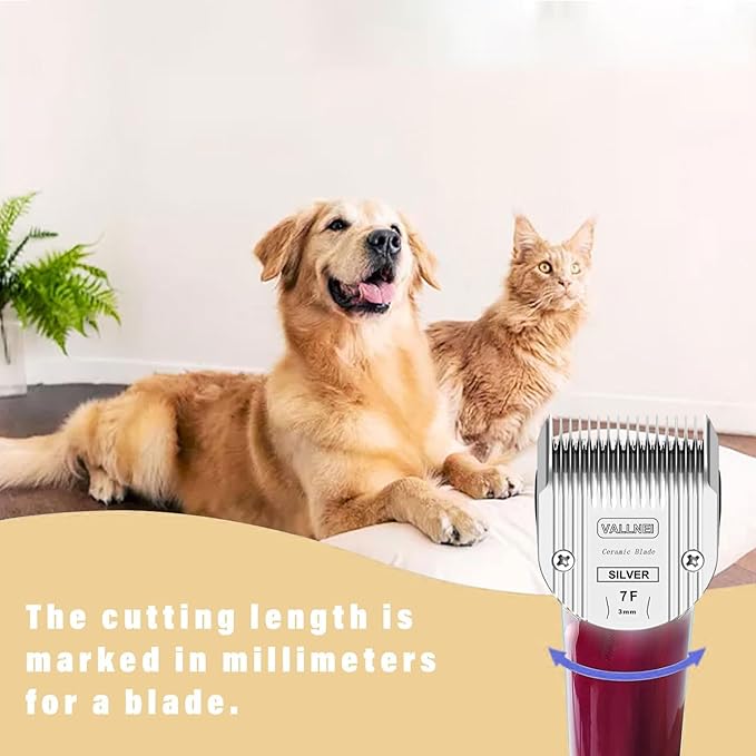 VALLNEI 5-in-1 Replacement Clipper Blade, Detachable & Adjustable Dog Grooming Blade Compatible with Wahl Arco, Bravura, Chromado, Creativa, Figura, Motion & SuperGroom (7F (2 Pack))