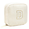 Cute Pink Initial Make Up Bag Travelling, Personalized Makeup Bag with Zipper Mini Makeup Pouch Travel Accessories Birthday Gift Friends Female Mom Teacher Sweet Gifts Daughter Gifts (Letter D, Beige)