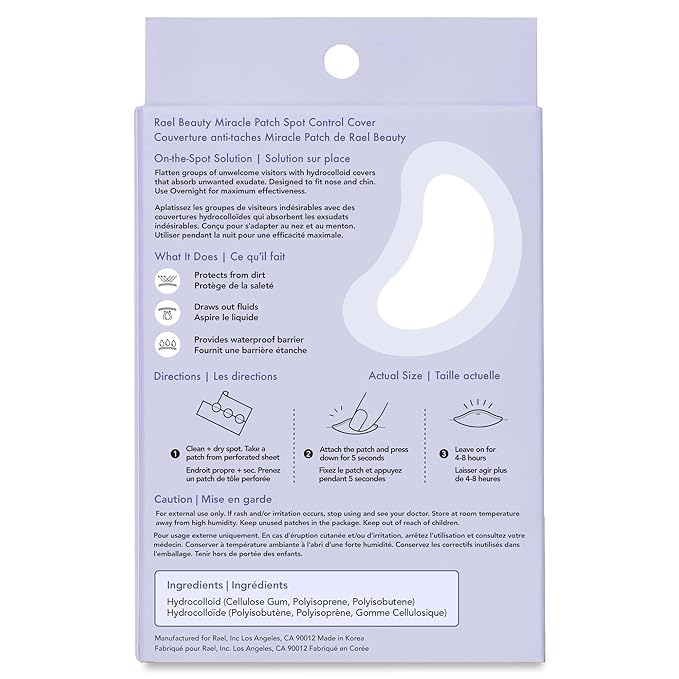 Rael Miracle Spot Control Cover Hydrocolloid Strips Pimple Patches (10 Ct)