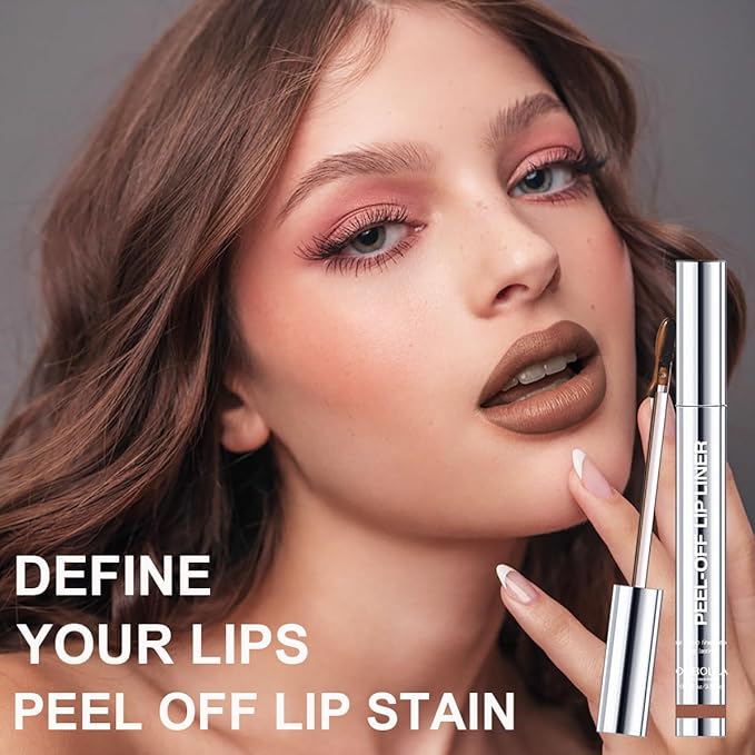 GLSFACE 3 Colors Peel Off Lip Liner with Tweezer Kit, Rich Color Matte Finish Lip Tint Stains Makeup Set for Women, Long Lasting, Waterproof, Smudge Proof, For All Skin Types (#2, #3, #4)