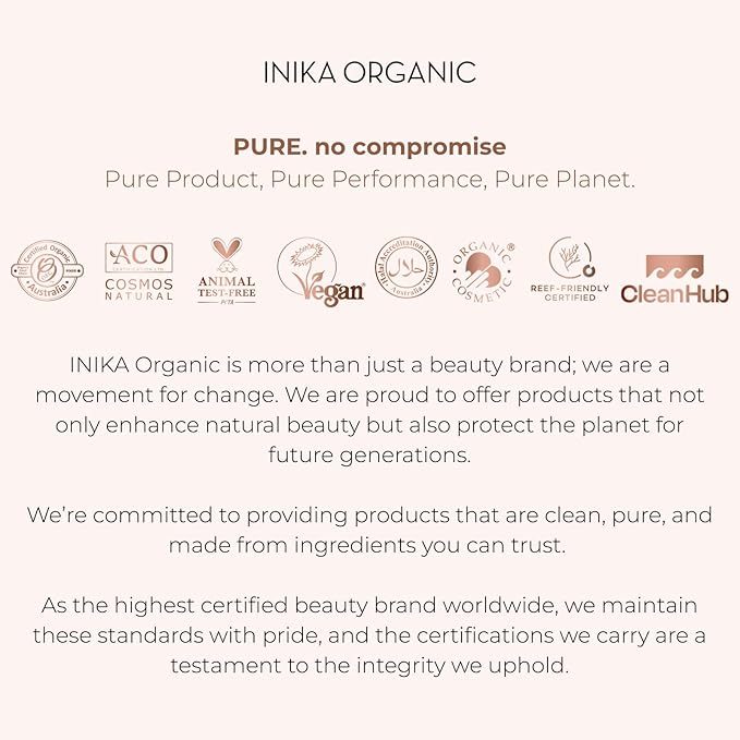 INIKA Organic BB Cream Foundation - Vegan Makeup with Hydrating Prickly Pear, Jojoba, and Pomegranate Seed Oil - Lightweight Glow for Balanced Skin Tone, Beige, 1 fl oz