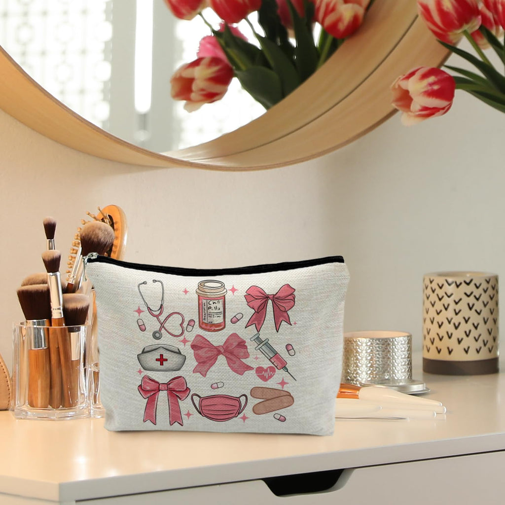 RYYCDOI Nursing Student Gifts, Pink Nursing Accessories Makeup Bag, School Nurse Gifts, Nurse Graduation Gift, Future Nurse Gifts, Medical Student Gifts, Cute Gifts for Nursing Students Cosmetic Bags