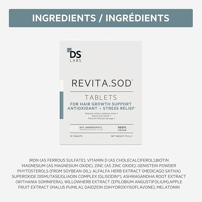 DS Labs Revita.SOD Hair Support Tablets for Thinning Hair, 30 Tablets
