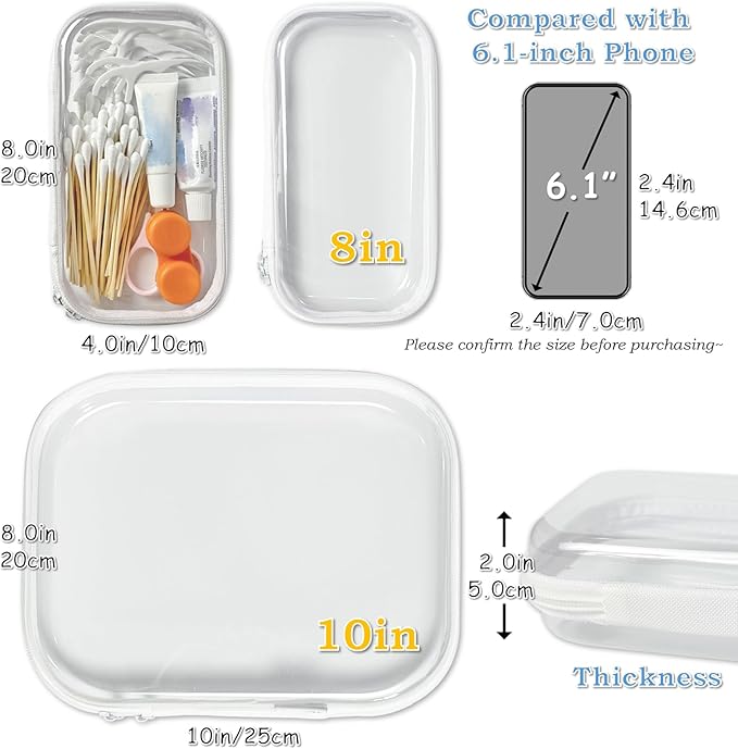 Gberlczz Clear Hard Zipper Case for Storage, Durable Clear Zipper Pouches, Hard Plastic Zippered Pouch for Snacks Toy Travel Organizer