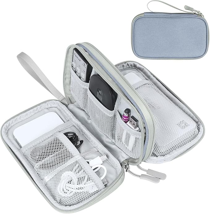 FYY Electronic Organizer, Travel Tech Pouch Bag, Cable Organizer Light Grey