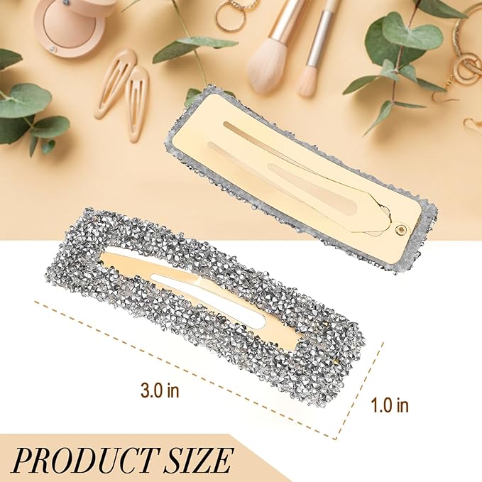 Kanprincess Rhinestone and Crystal Hair Clips 2-Pack, Sparkly Barrettes & Elegant Bling Accessories for Women & Girls(Set11)