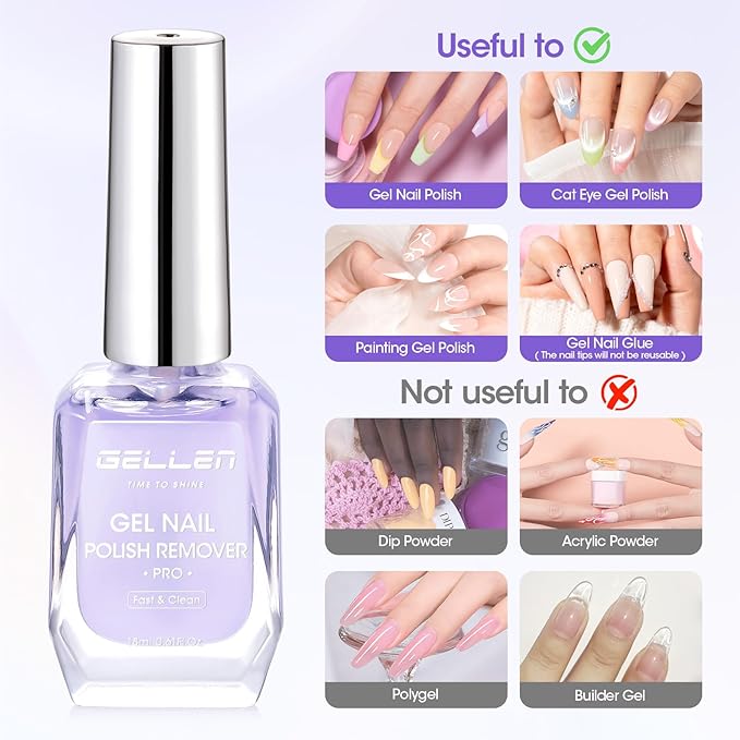 GELLEN Gel Nail Polish Remover, Gel Remover for Nails Quickly in 2-5 Minutes, Easy Use No Need to Soak or Wrap, Professional Nail Gel Remover Kit, Gel Polish Remover Pro