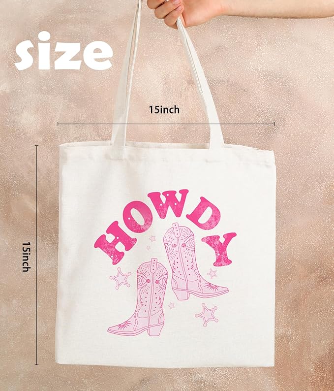 Zeghk Howdy Western Canvas Tote Bag For Women, Boots Bag Western Cowgirl Gift Long Live Cowgirls Gifts Bags, Shopping Bag Reusable Grocery