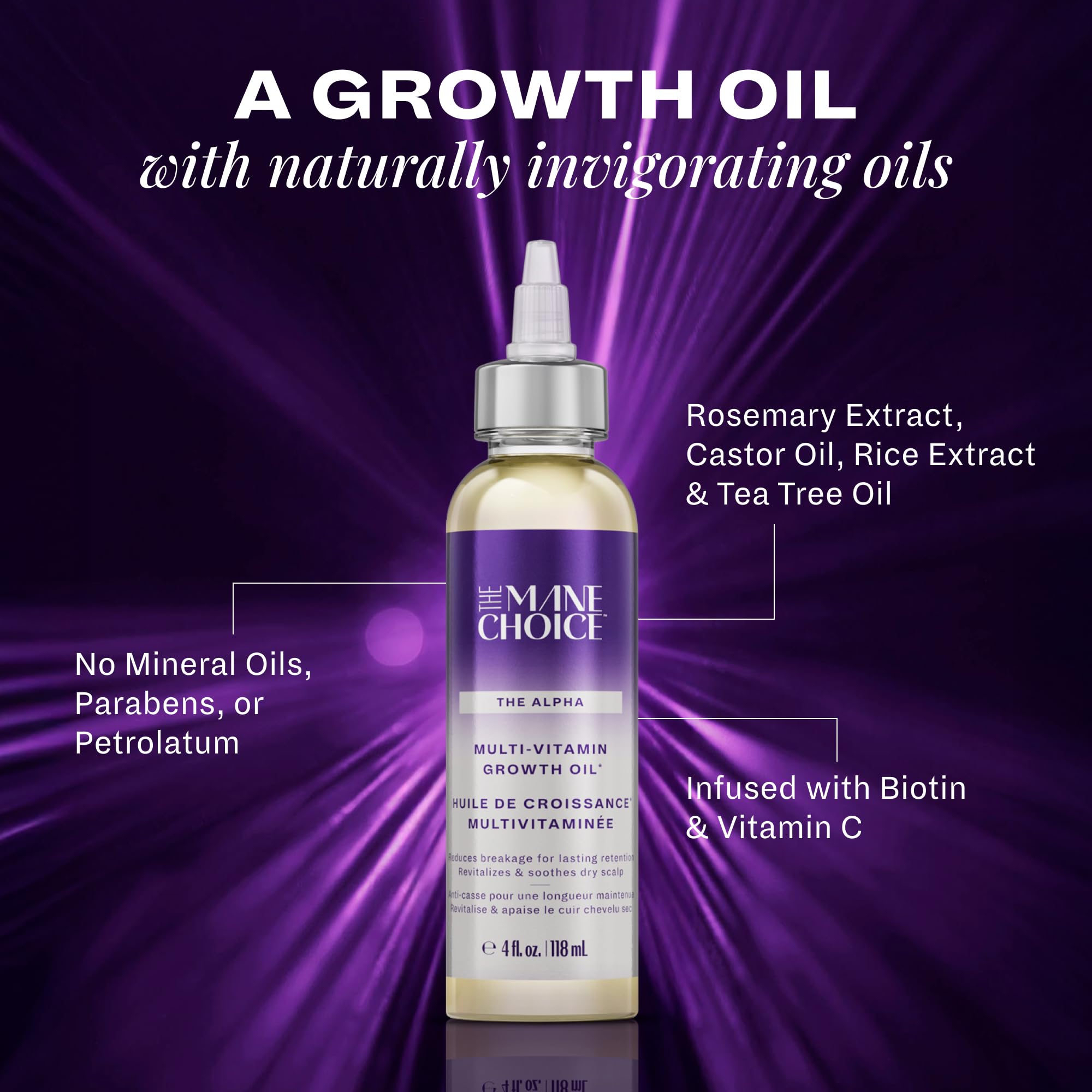 The Mane Choice Alpha Multi-Vitamin Scalp Nourishing Hair Growth Oil, Helps Stimulate, Revitalize & Soothe, Scalp Oil with Biotin, & Vitamin C, 4 oz, Pack of 2
