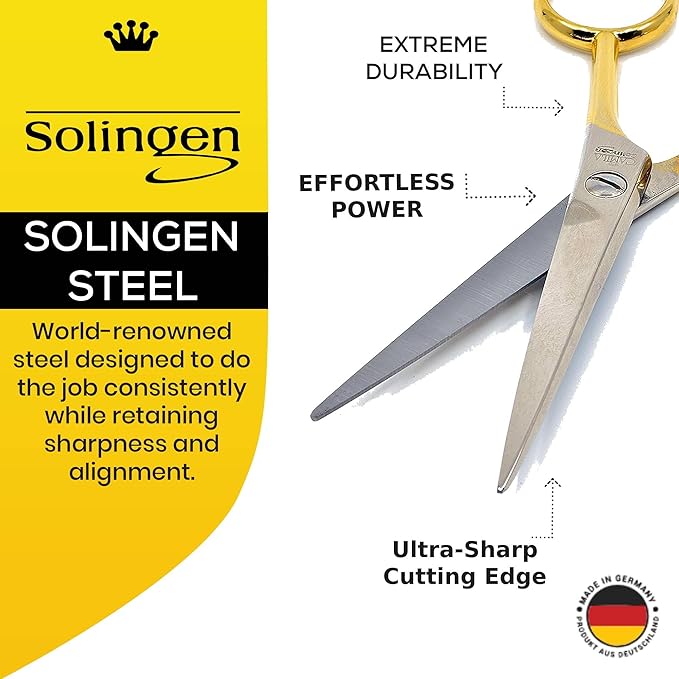 Camila Solingen CS07 Hair Scissors Professional 5 Inch Very Sharp Grooming Scissors. Razor Edge Barber Hair Cutting Scissor. Carbon Steel Hair Cutting Shears for Salon. Made of in Solingen Germany