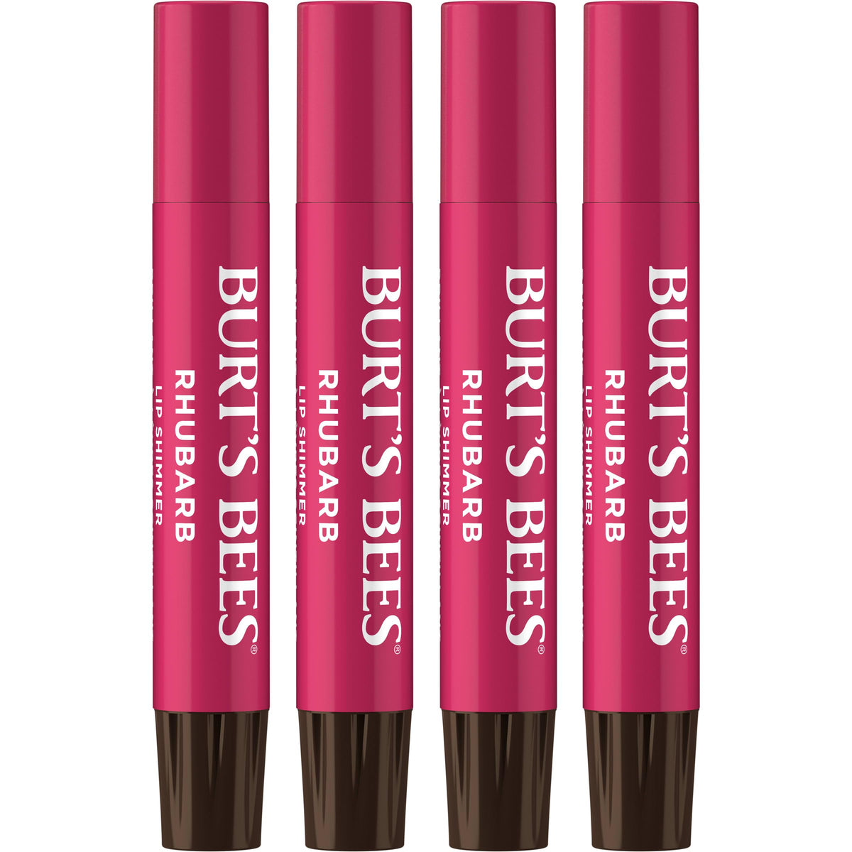 Burt's Bees Shimmer Lip Tint Set, Tinted Lip Balm Stick, Moisturizing for All Day Hydration with Natural Origin Glowy Pigmented Finish & Buildable Color, Fig (4-Pack)