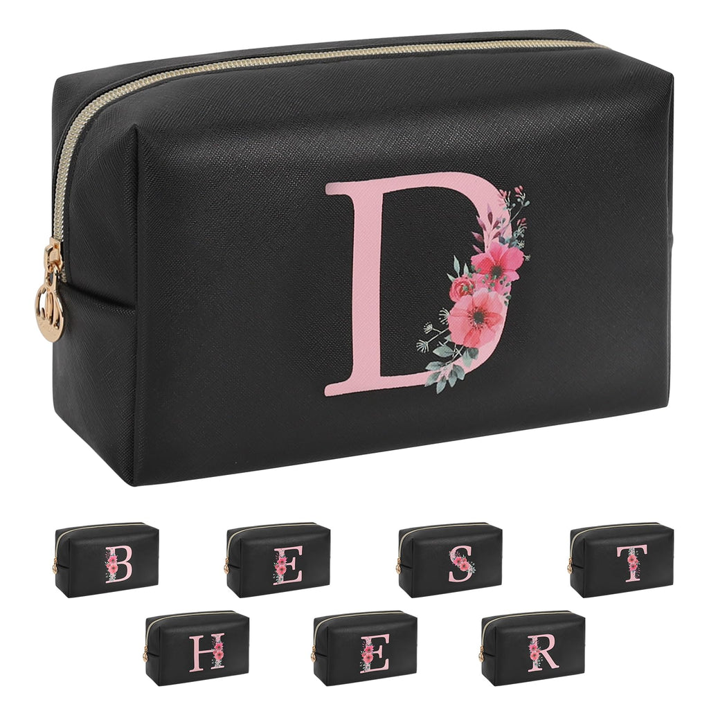 Initial Makeup Bag for Women, Travel Makeup Bag Personalized Birthday Gifts