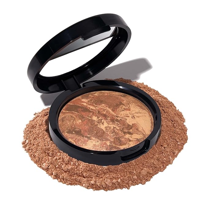 LAURA GELLER NEW YORK Award-Winning Baked Balance-n-Brighten Color Correcting Powder Foundation – Handmade in Italy – Buildable Coverage, Matte Finish – For Mature & Sensitive Skin – 08 Deep