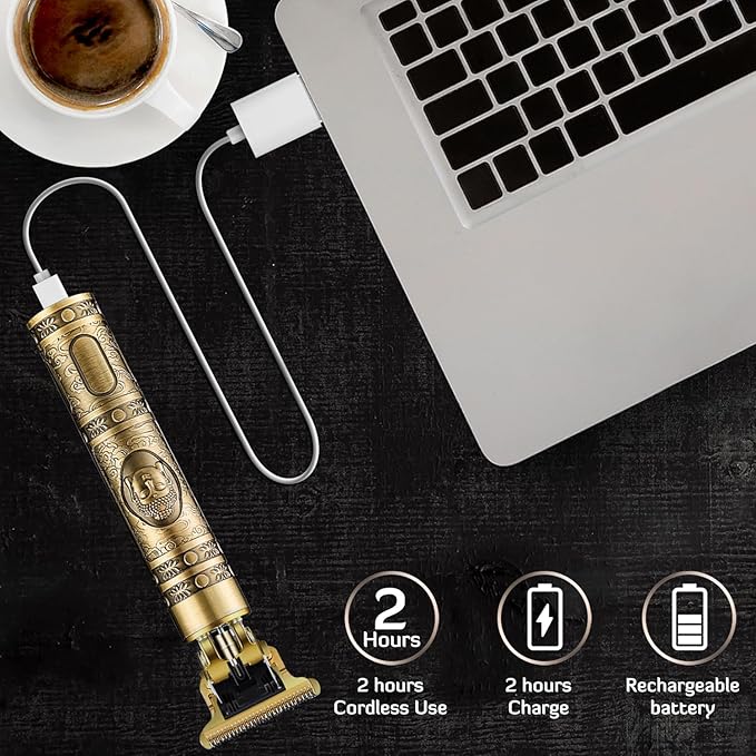 PXLISIE Hair Clippers for Men, Professional Cordless Rechargeable Beard Trimmer Gold Kit with Guide Combs