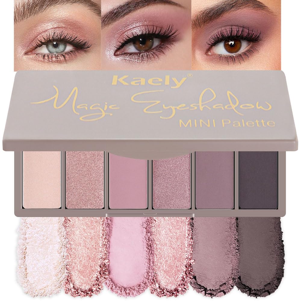 evpct Nude Eyeshadow Quad Palette, Light Nude Pink Beige Ivory Champagne Shimmer Matte Waterproof High Pigment Primer Mini Eye Shadow Palette Makeup for older Women, Smudge Proof Vegan, Bright Nudes