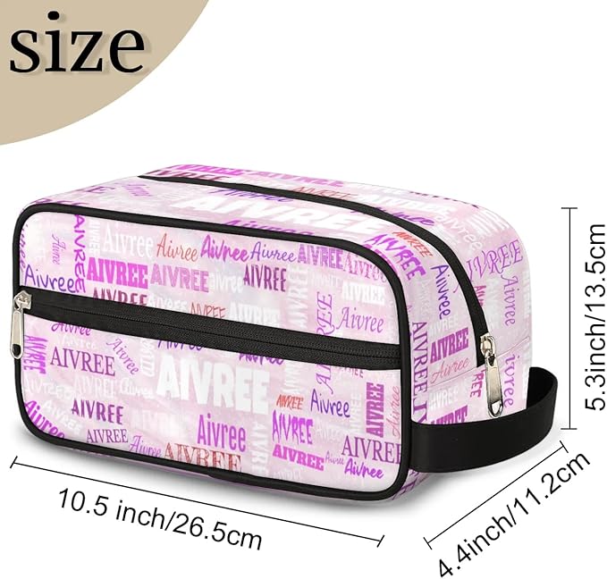 Personalized Makeup Bag with Name for Women Light Pale Pink Background