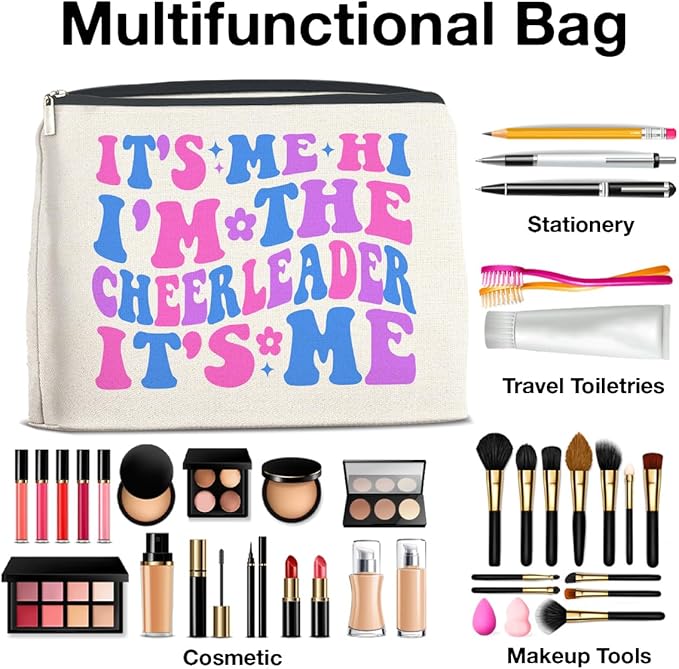 UPNEGE Cheerleader Gifts Makeup Bag Cheerleading Team Gifts for Women Cheerleader Cosmetic Bag It's Me Hi I'm the Cheerleader Zipper Makeup Pouch Gift
