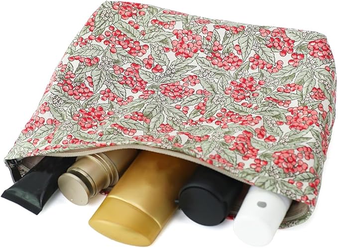 BBORGDC Cotton Printed Makeup Bag - Large Capacity Travel Cosmetic Pouch & Toiletry Organizer with Zipper, Perfect for Daily Use, Makeup Storage, or Gift Ideas