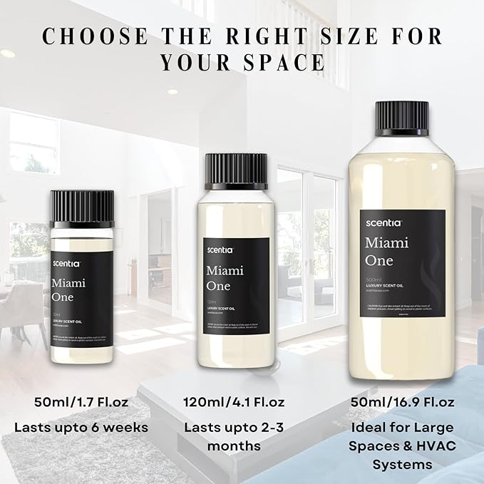 Scentia Miami One (My Way) Diffuser Oil Refill – Hotel Fragrance Oil Inspired by 1 Hotel Miami Beach – 120 mL – Lemon, Sandalwood & Cedar Long-Lasting Scent for Ultrasonic & Waterless Diffusers