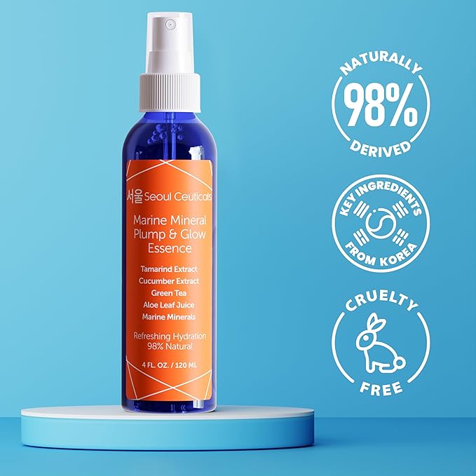 SeoulCeuticals Korean Skin Care Essence Toner - K Beauty Skincare Spray Mist for Face Contains Cucumber Extract and Marine Minerals + Organic Aloe - Get that Healthy Youthful Glow