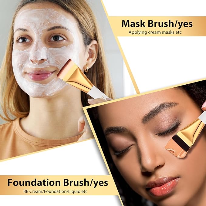 Flat Foundation Brush for Liquid Makeup, Spatula Makeup Brush, Premium Thin Face Makeup Brush for Cream Blending (2 PCS)