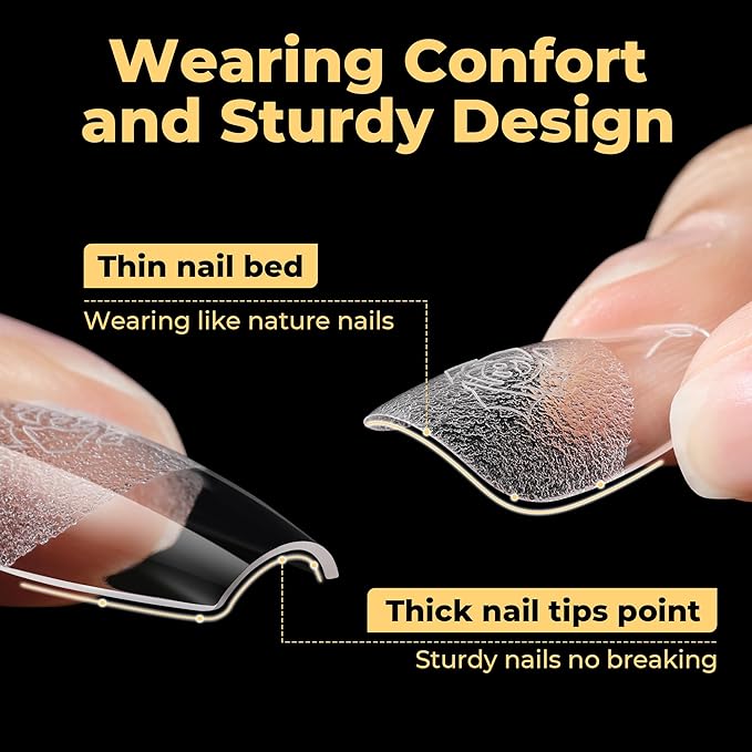 UNA GELLA 600Pcs Short Coffin Nail Tips, Short Coffin Press On Nails