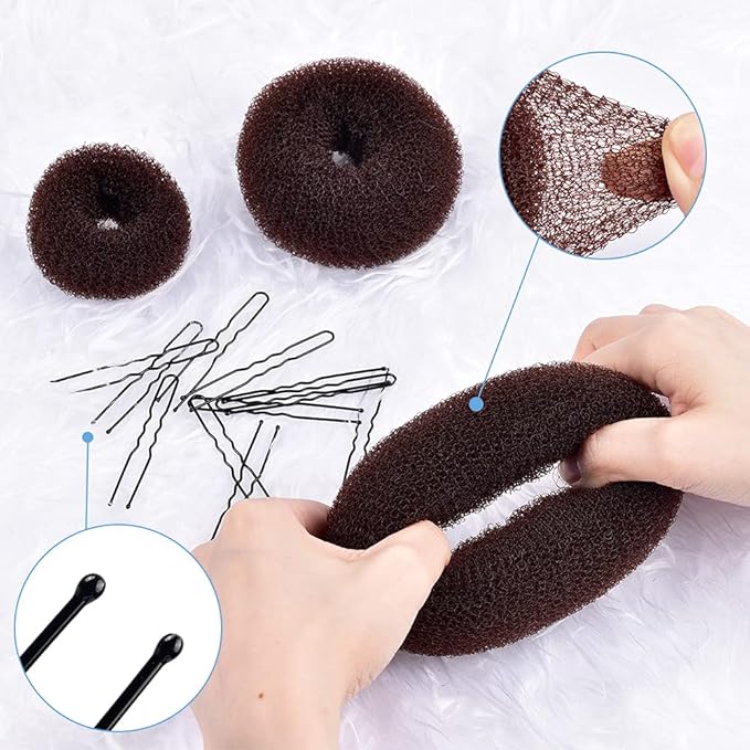 TsMADDTs Donut Hair Bun Maker, Dark Brown Bun Maker for Dance, Invisible