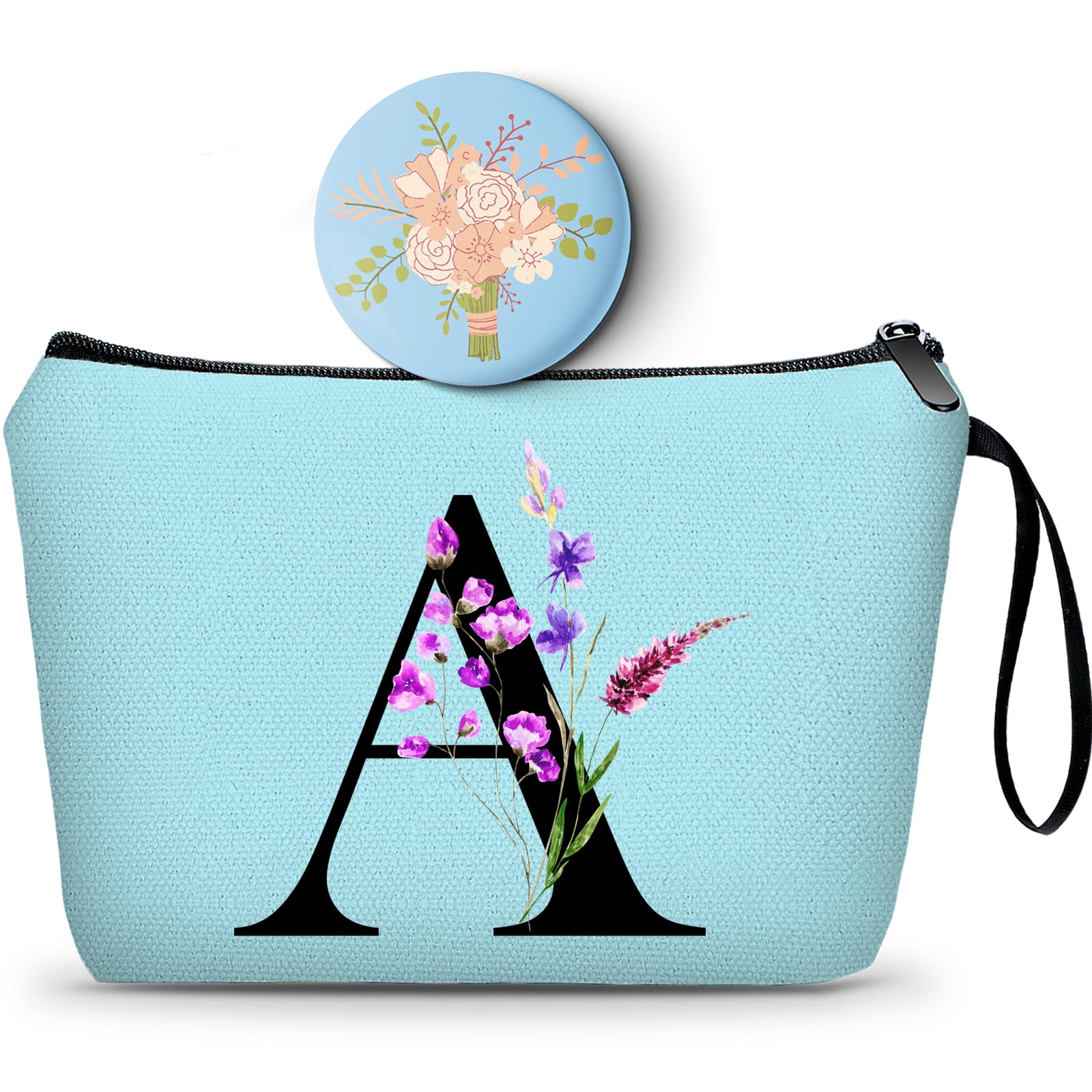 SEAMOON Maid of Honor Friendship Birthday Gifts for Women Her Aunt Sister Bridesmaid Coworkers Bride Personalized Makeup Cosmetic bag with Mirror Mothers Day Christmas Graduation A