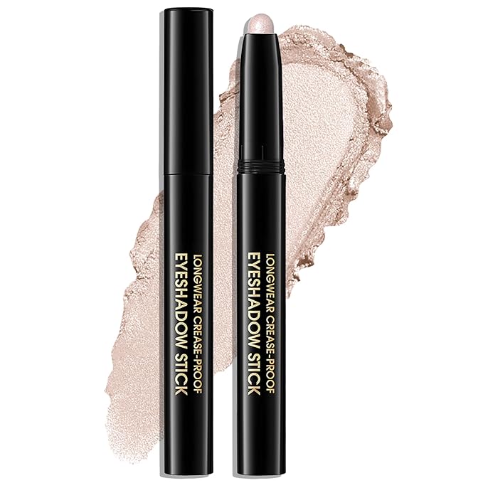 Wugbc Eyeshadow Stick Shimmer Waterproof Long Wear Eye Brightener Cream to Powder Glitter Eye Shadow Crayon High Pigmented Highlighter Eye Liner Pencil Makeup Crease-Proof Buildable Color, 6 OYSTER