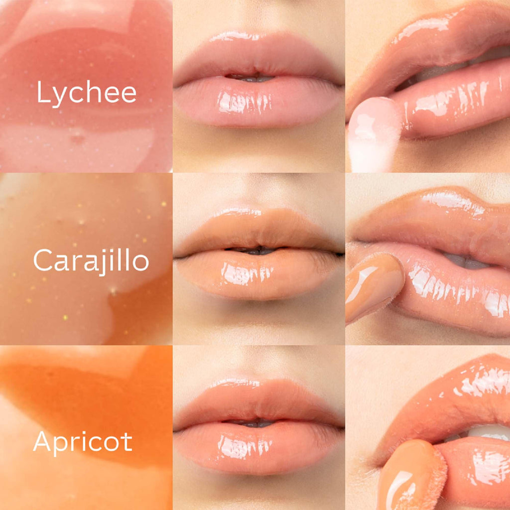 SARELLY, Lip Gloss + Shimmer, Apricot Honey Bourbon & Vermeil 24K, Makeup, Vegan Lip Shine, Sarelly Creative Lab