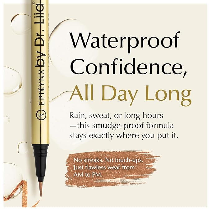 EPILYNX Liquid Eyeliner, Waterproof Vegan, Shimmer Gold Brown, 2mL