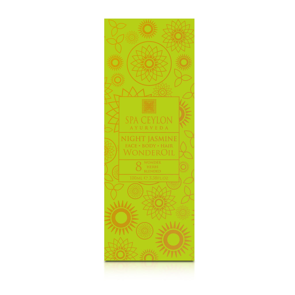 SPA CEYLON Wonder Oil Night Jasmine, Enriching Moisturizing Body Oil with Ayurvedic Herbs for Skin & Hair Vitality, Vegan & Organic, Non-Greasy,100 ml