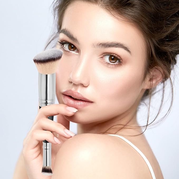 Daubigny Makeup Brushes Dual-ended Foundation Brush Concealer Brush Perfect for Any Look Premium Luxe Hair Rounded Taperd Flawless Brush Ideal for Liquid, Cream, Powder,Blending,Concealer(Angled)
