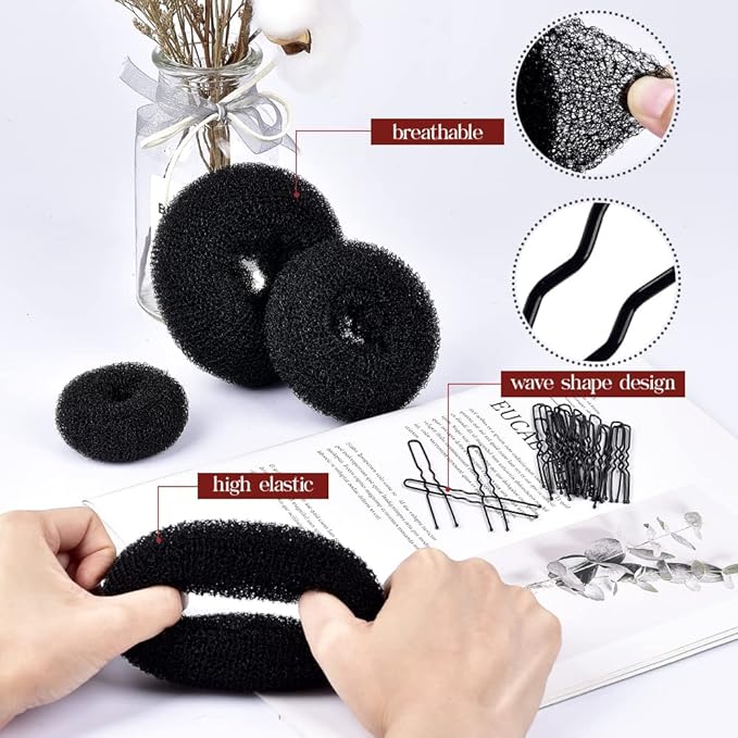TsMADDTs Dount Bun Maker, Black Hair Bun Maker for Ballet, Dance, Durable
